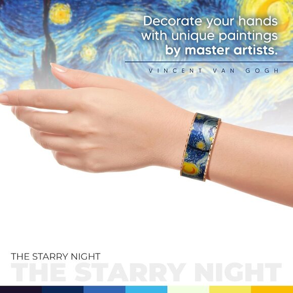 Handcrafted Copper Bracelet with Starry Night Engraving - Artful Cuff for All - Picture 2 of 6